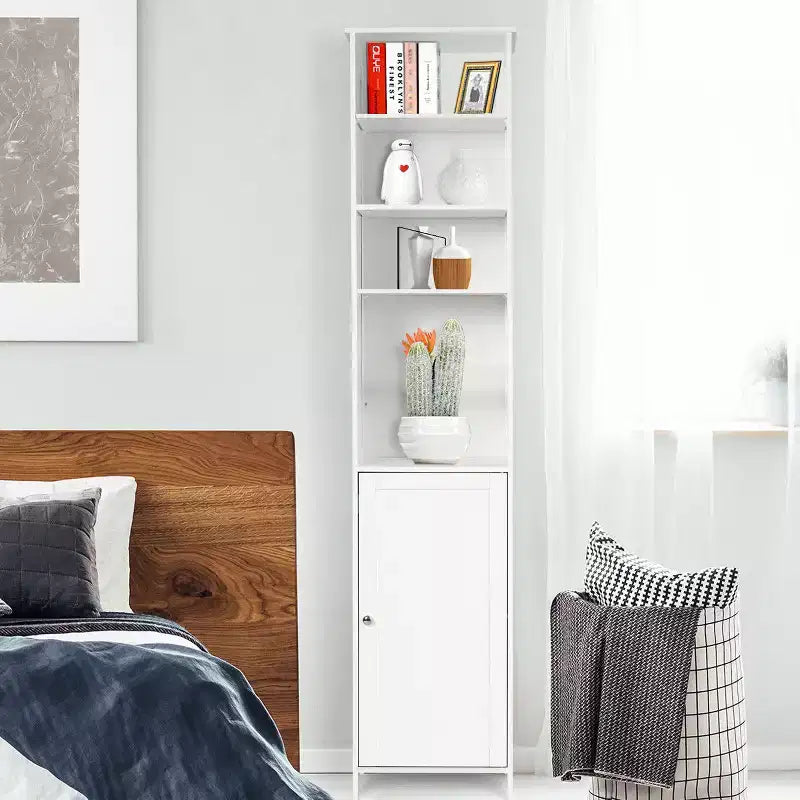 Costway Mobile Contenitore Alto da Bagno 72'' con Ripiani, Espositore Grigio/Bianco