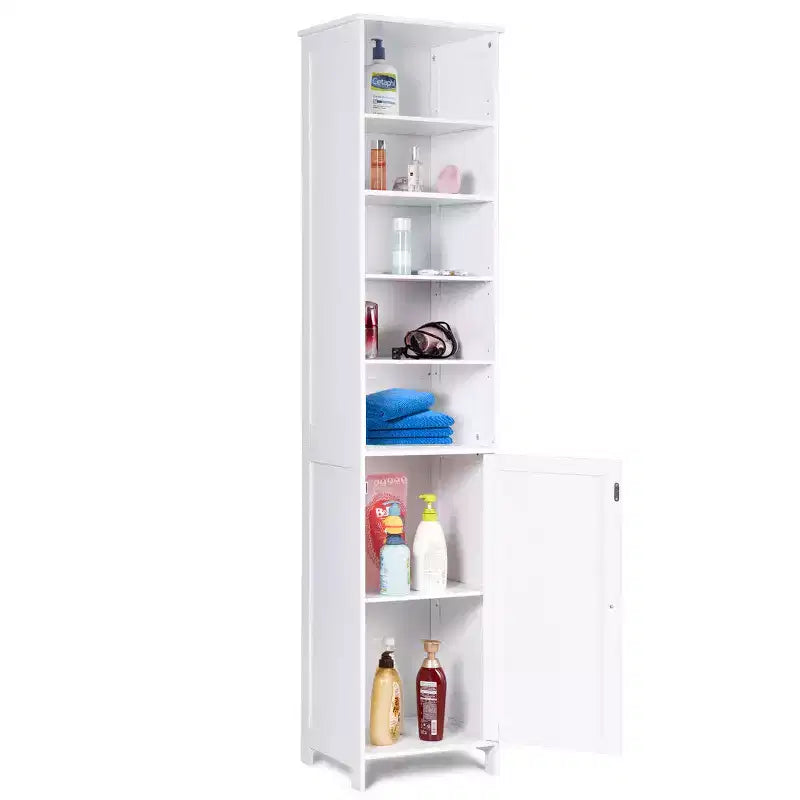 Costway Mobile Contenitore Alto da Bagno 72'' con Ripiani, Espositore Grigio/Bianco