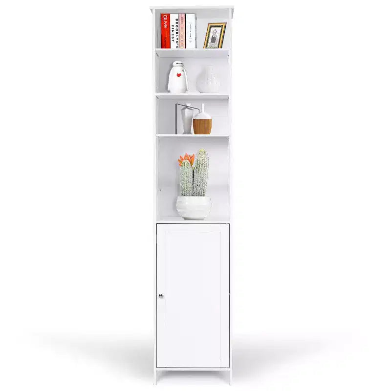 Costway Mobile Contenitore Alto da Bagno 72'' con Ripiani, Espositore Grigio/Bianco