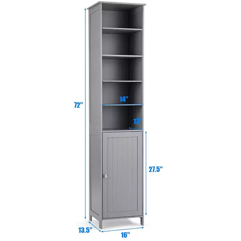 Costway Mobile Contenitore Alto da Bagno 72'' con Ripiani, Espositore Grigio/Bianco
