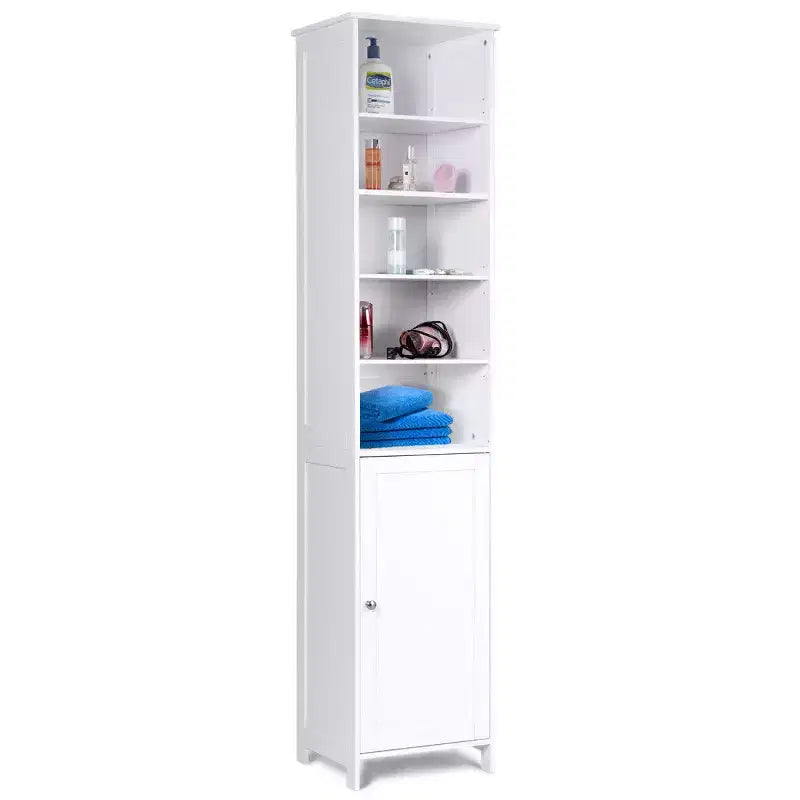 Costway Mobile Contenitore Alto da Bagno 72'' con Ripiani, Espositore Grigio/Bianco