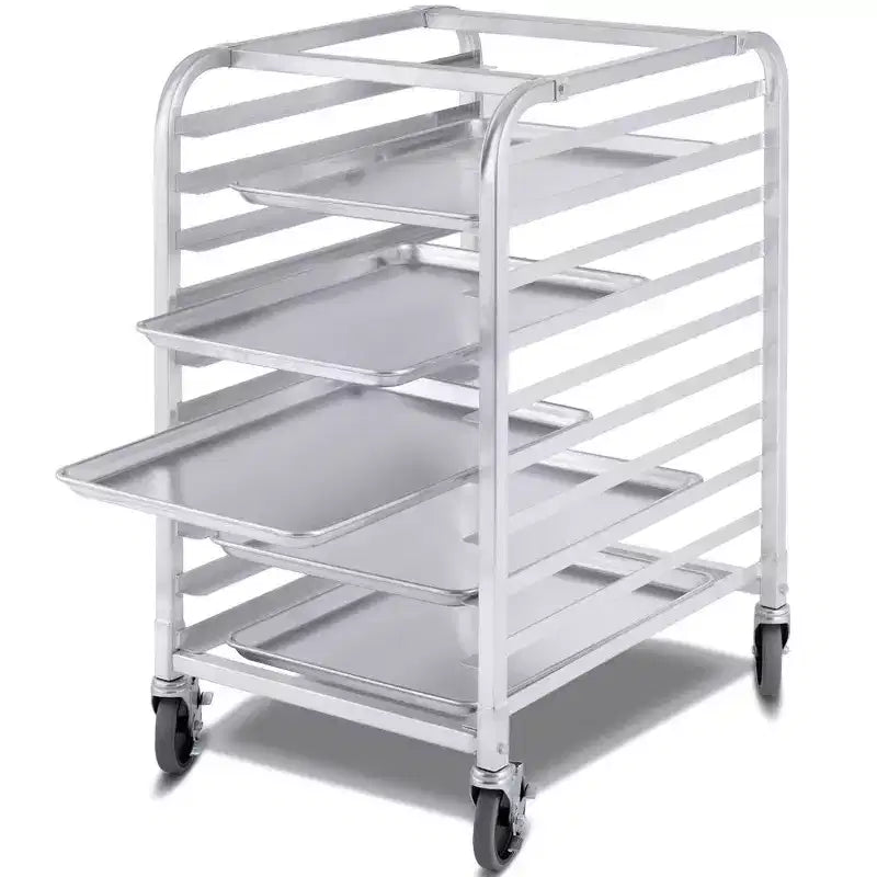 Costway Carrello Porta Teglie da Forno in Alluminio a 10 Ripiani Argento per Cucina Commerciale con Ruote