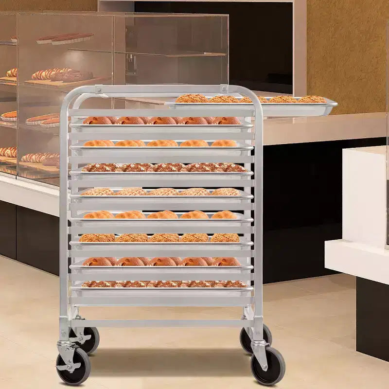 Costway Carrello Porta Teglie da Forno in Alluminio a 10 Ripiani Argento per Cucina Commerciale con Ruote