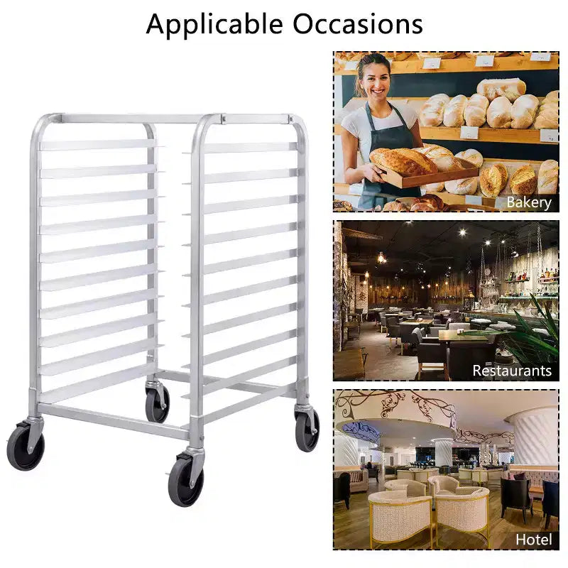 Costway Carrello Porta Teglie da Forno in Alluminio a 10 Ripiani Argento per Cucina Commerciale con Ruote