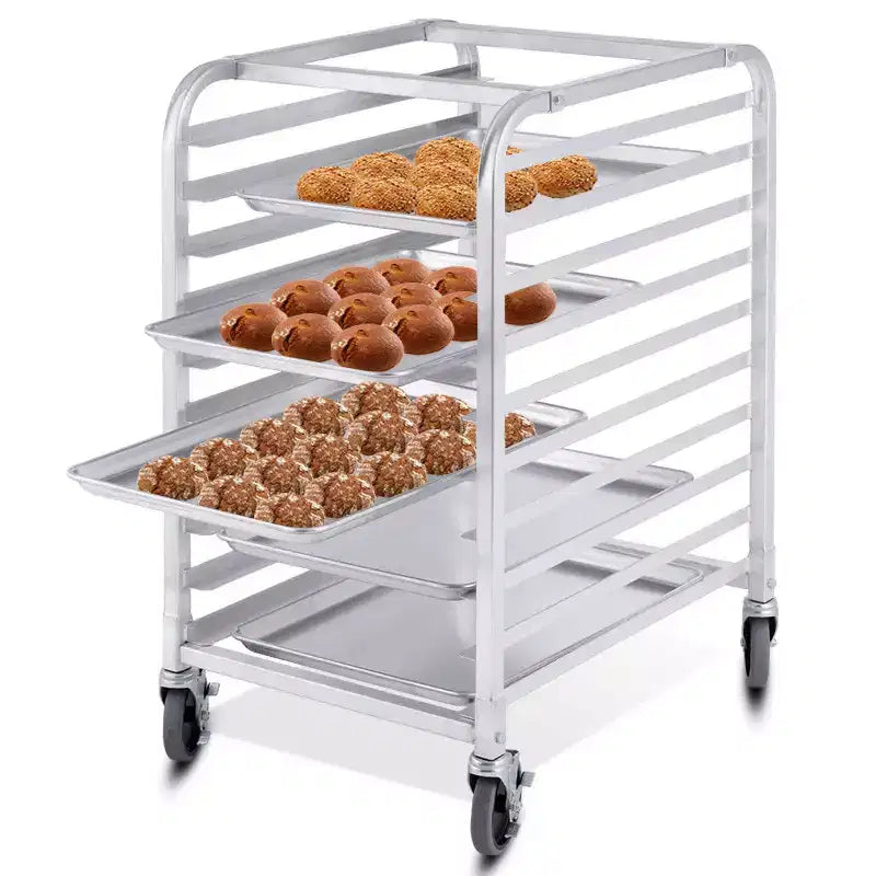 Costway Carrello Porta Teglie da Forno in Alluminio a 10 Ripiani Argento per Cucina Commerciale con Ruote
