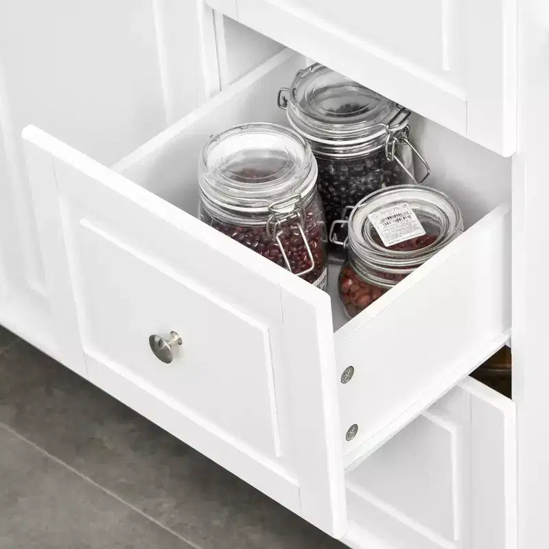 HOMCOM Carrello Cucina Salvaspazio con Ruote e Ribalta, Portaspezie, 3 Cassetti e Armadietto a 2 Ante