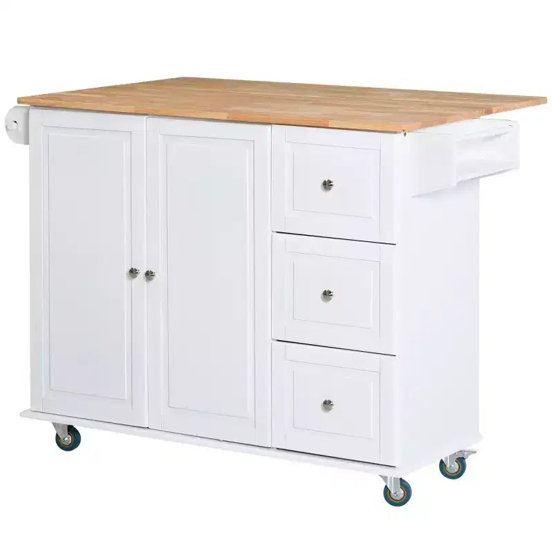 HOMCOM Carrello Cucina Salvaspazio con Ruote e Ribalta, Portaspezie, 3 Cassetti e Armadietto a 2 Ante