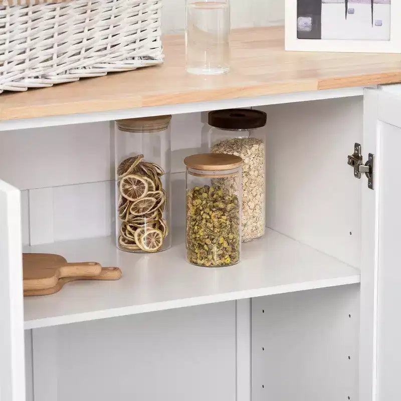 HOMCOM Carrello Cucina Salvaspazio con Ruote e Ribalta, Portaspezie, 3 Cassetti e Armadietto a 2 Ante