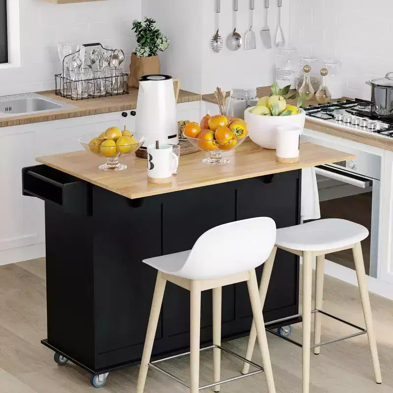 HOMCOM Carrello Cucina Salvaspazio con Ruote e Ribalta, Portaspezie, 3 Cassetti e Armadietto a 2 Ante