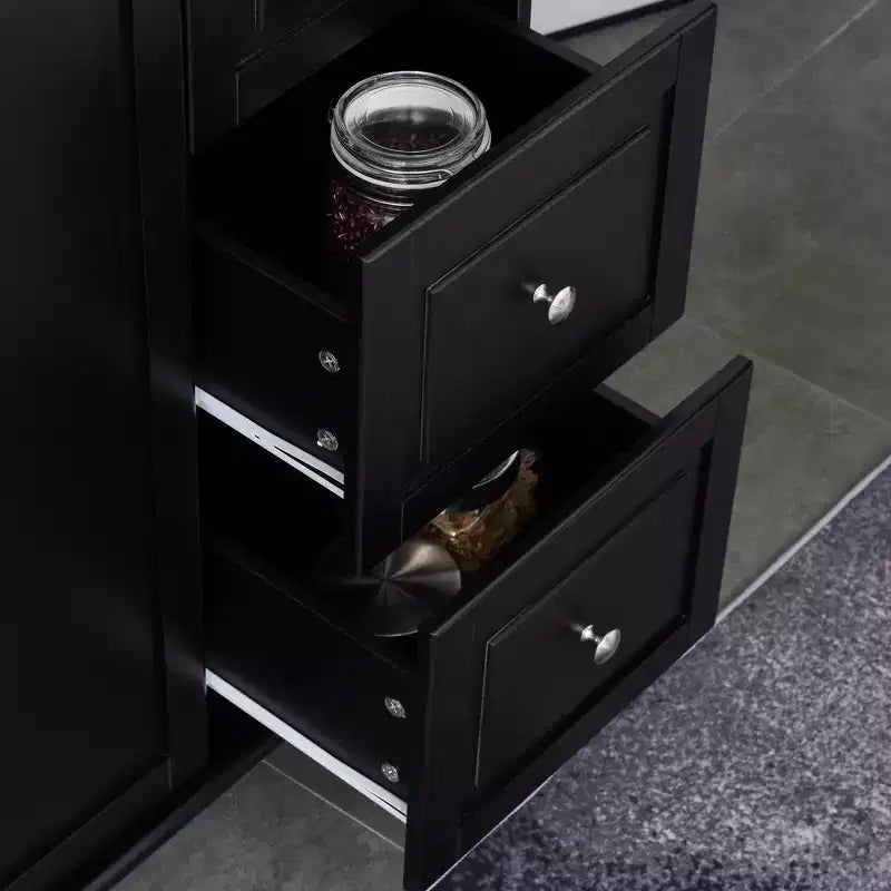 HOMCOM Carrello Cucina Salvaspazio con Ruote e Ribalta, Portaspezie, 3 Cassetti e Armadietto a 2 Ante