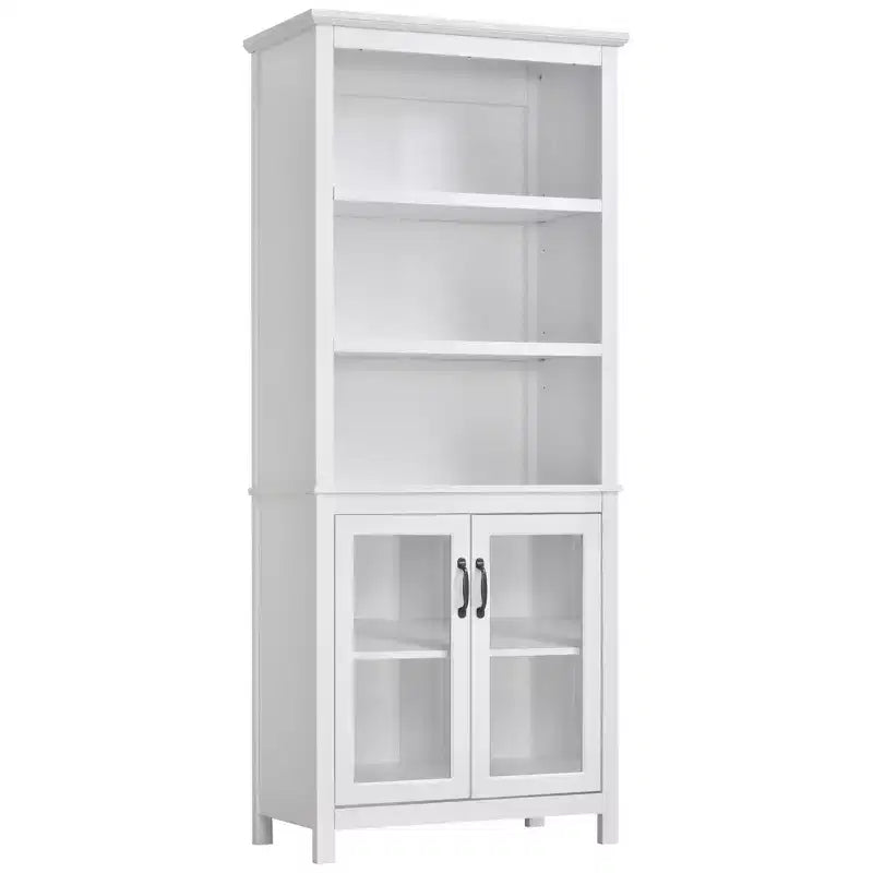 HOMCOM Credenza Libreria 71 con Ripiani Regolabili e Ante in Vetro per Ufficio, Cucina, Salotto