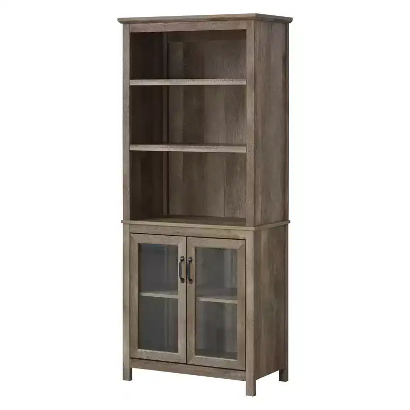 HOMCOM Credenza Libreria 71 con Ripiani Regolabili e Ante in Vetro per Ufficio, Cucina, Salotto