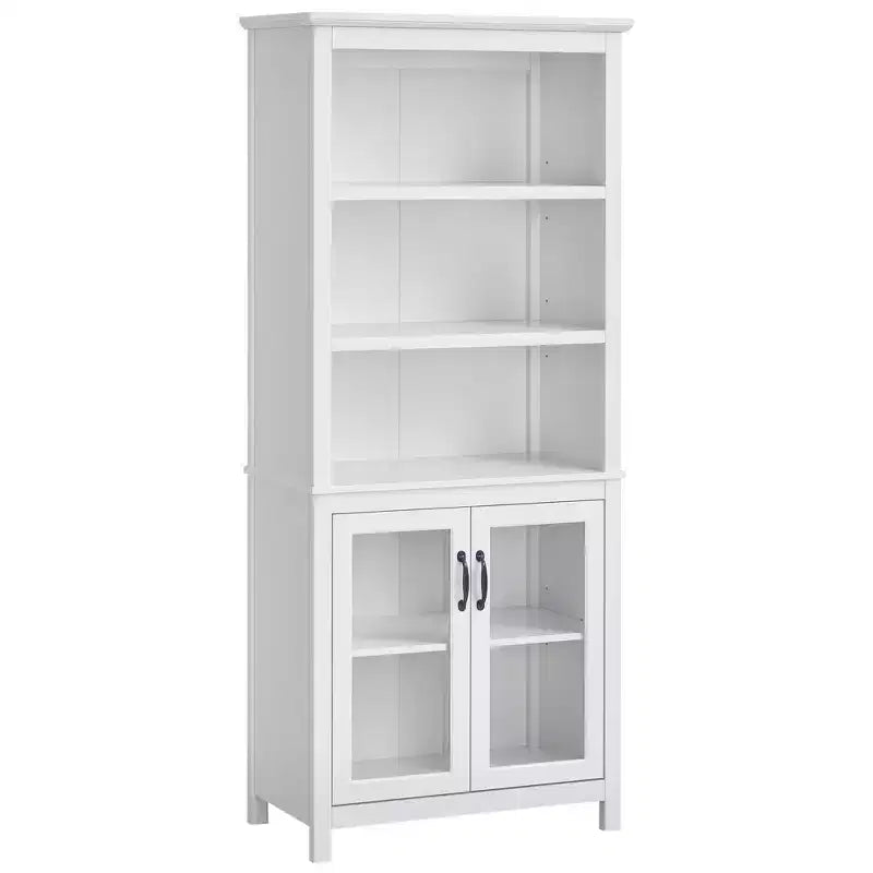 HOMCOM Credenza Libreria 71 con Ripiani Regolabili e Ante in Vetro per Ufficio, Cucina, Salotto