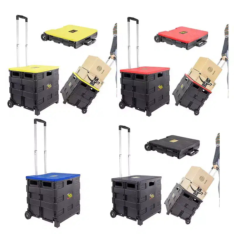 dbest products Quik Cart Collapsible Rolling Crate on Wheels for Teachers Tote Basket 80 lbs Capacity