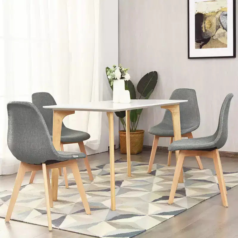 Costway Set di 4 Sedie Laterali Moderne da Pranzo con Gambe in Legno Mobili per la Casa Grigie