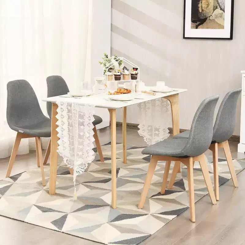 Costway Set di 4 Sedie Laterali Moderne da Pranzo con Gambe in Legno Mobili per la Casa Grigie