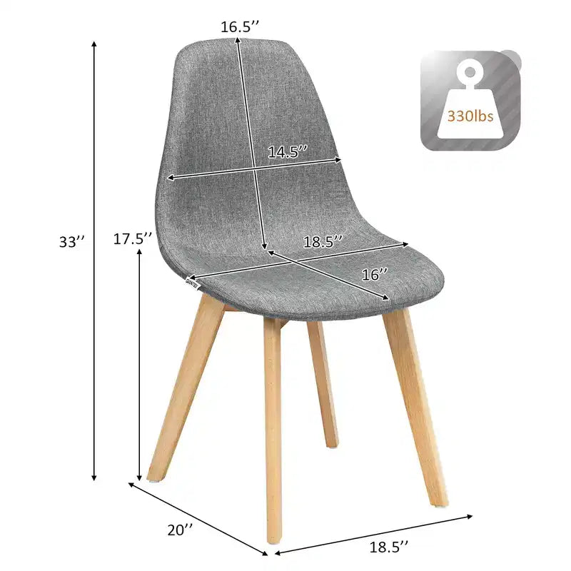 Costway Set di 4 Sedie Laterali Moderne da Pranzo con Gambe in Legno Mobili per la Casa Grigie