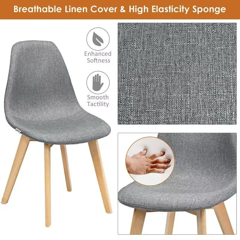 Costway Set di 4 Sedie Laterali Moderne da Pranzo con Gambe in Legno Mobili per la Casa Grigie