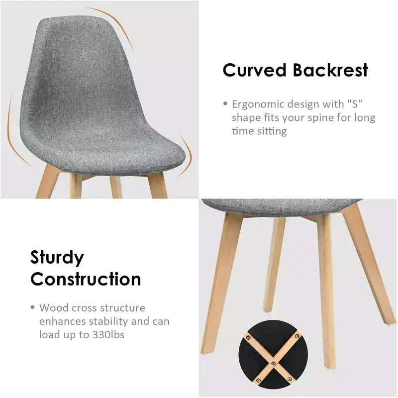 Costway Set di 4 Sedie Laterali Moderne da Pranzo con Gambe in Legno Mobili per la Casa Grigie