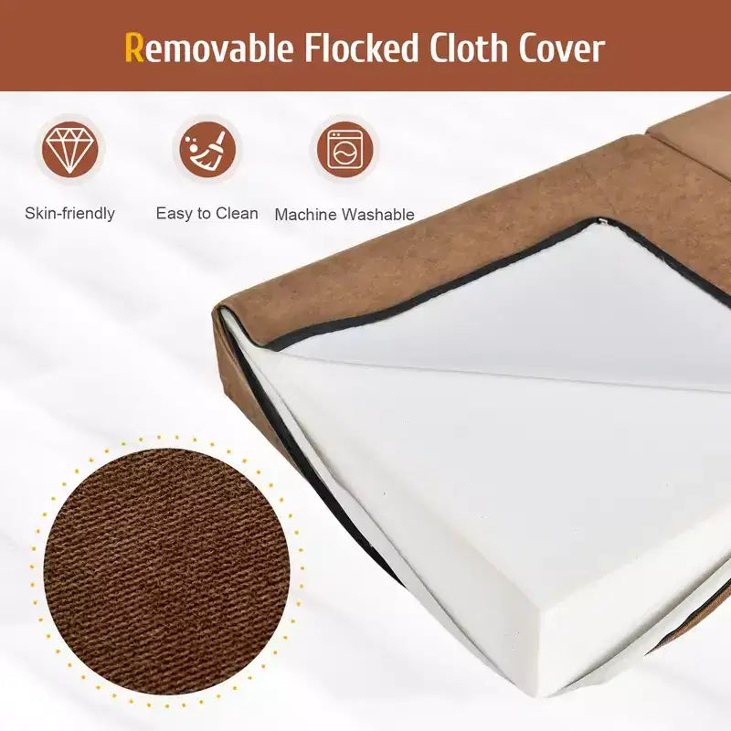 Costway Sedia Tri-Fold Pieghevole Sdraio Lettino Convertibile Divano Letto Dormitorio Marrone