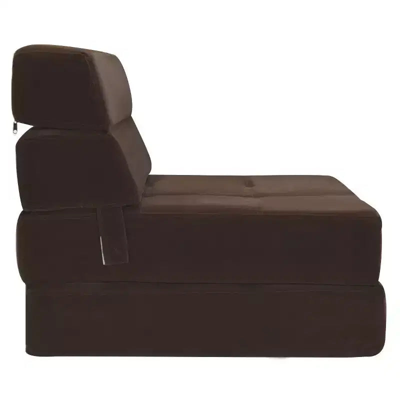 Costway Sedia Tri-Fold Pieghevole Sdraio Lettino Convertibile Divano Letto Dormitorio Marrone