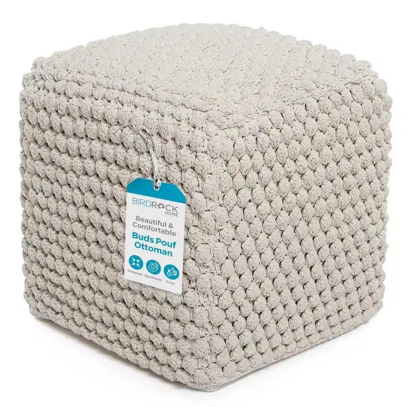 BIRDROCK HOME Bud Pouf Foot Stool Ottoman - Natural