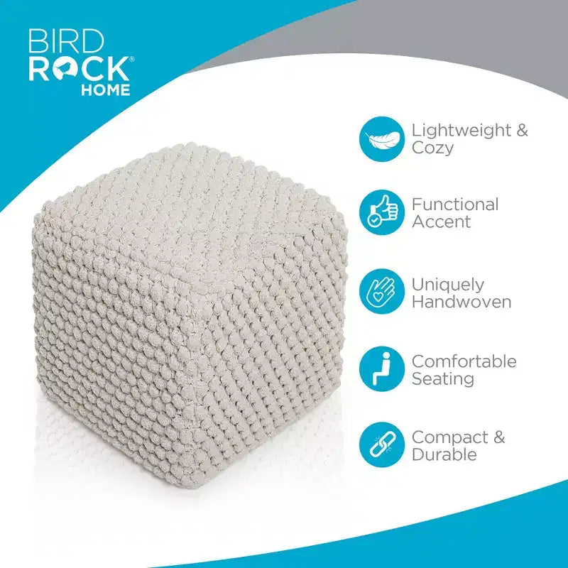 BIRDROCK HOME Pouf Poggiapiedi Ottomano Bud - Naturale