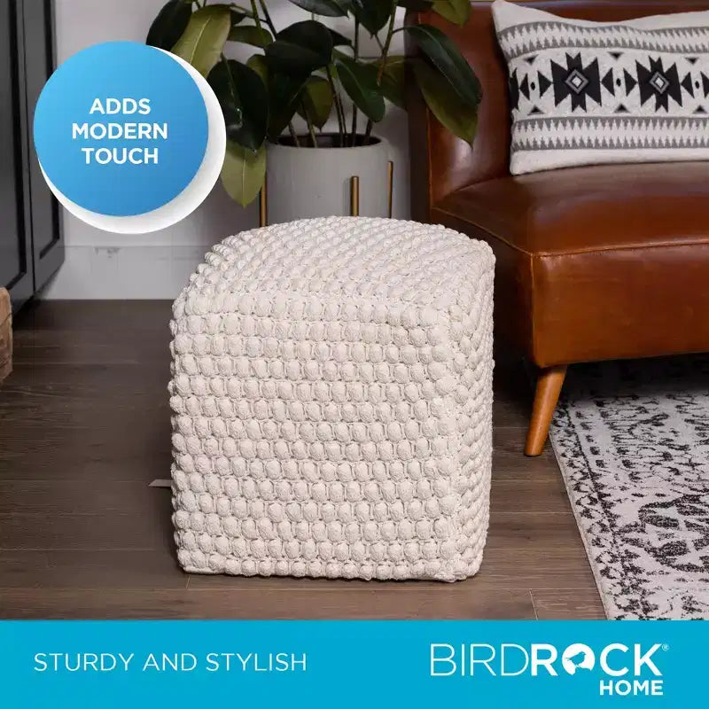 BIRDROCK HOME Pouf Poggiapiedi Ottomano Bud - Naturale