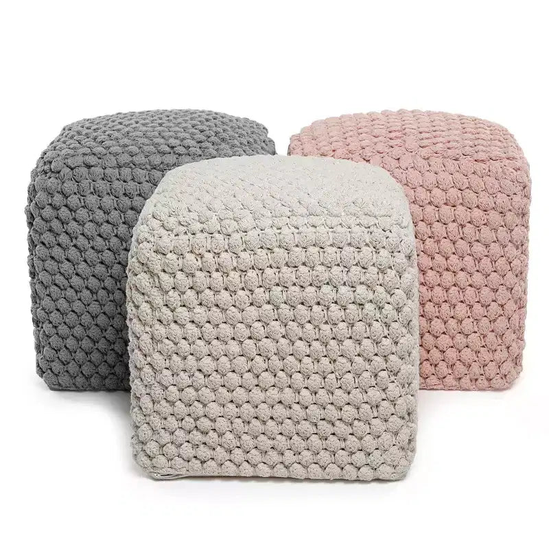 BIRDROCK HOME Pouf Poggiapiedi Ottomano Bud - Naturale