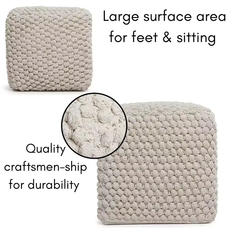 BIRDROCK HOME Pouf Poggiapiedi Ottomano Bud - Naturale