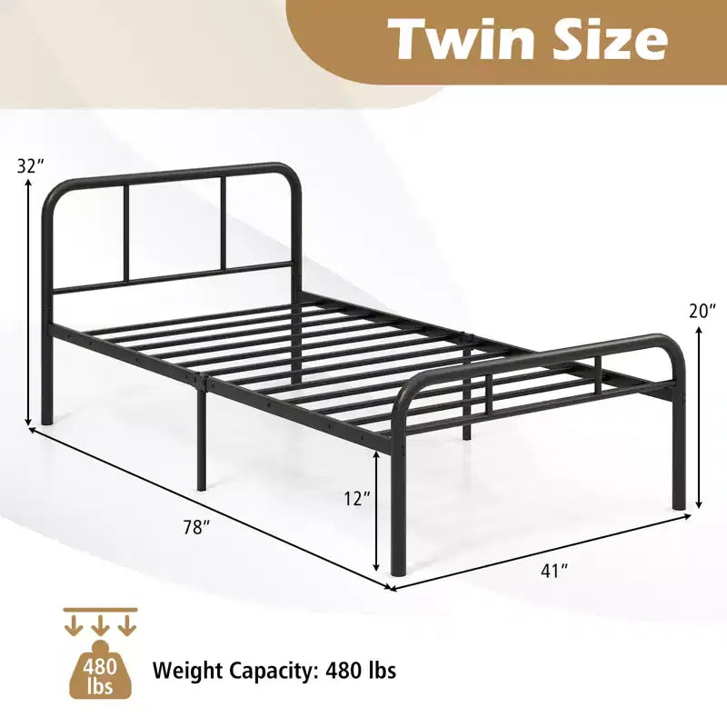 Costway Struttura Letto Matrimoniale in Metallo Resistente Base Materasso con Spazio Contenitore Sotto il Letto