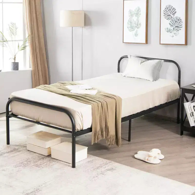 Costway Struttura Letto Matrimoniale in Metallo Resistente Base Materasso con Spazio Contenitore Sotto il Letto