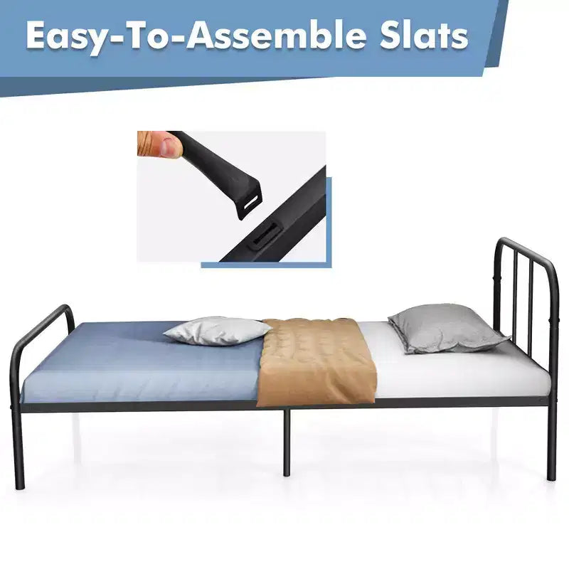 Costway Struttura Letto Matrimoniale in Metallo Resistente Base Materasso con Spazio Contenitore Sotto il Letto