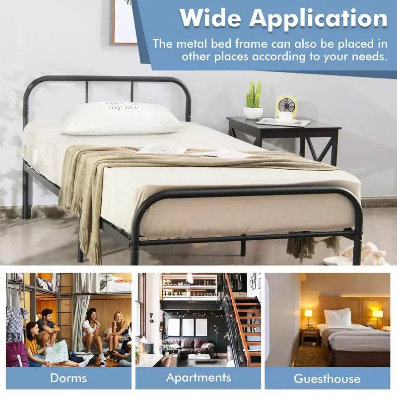 Costway Struttura Letto Matrimoniale in Metallo Resistente Base Materasso con Spazio Contenitore Sotto il Letto