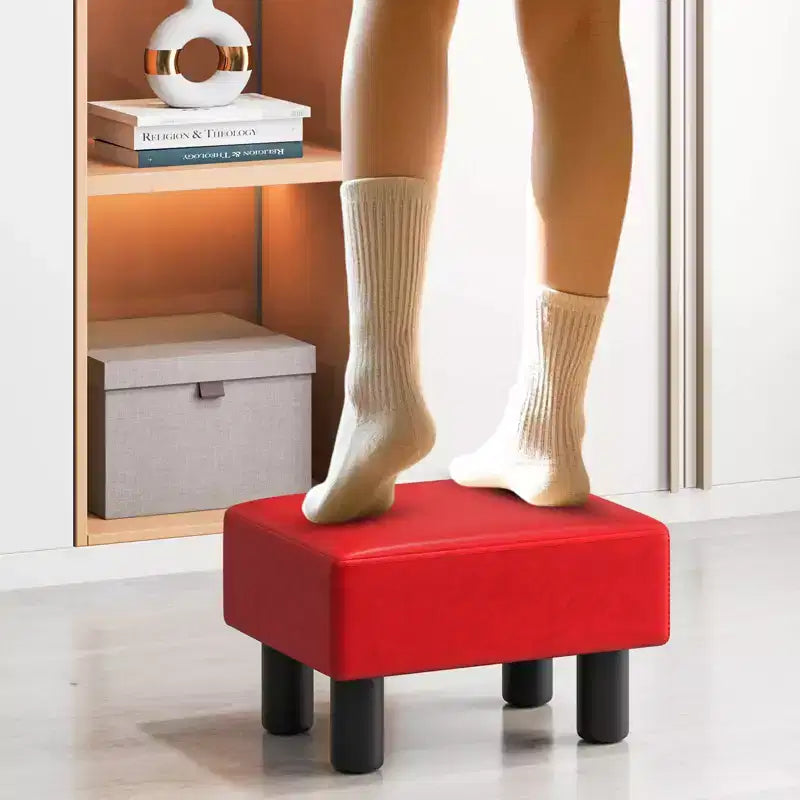 Costway Sgabello Moderno con Contenitore Poggiapiedi con Spazio Nascosto in Pelle PU