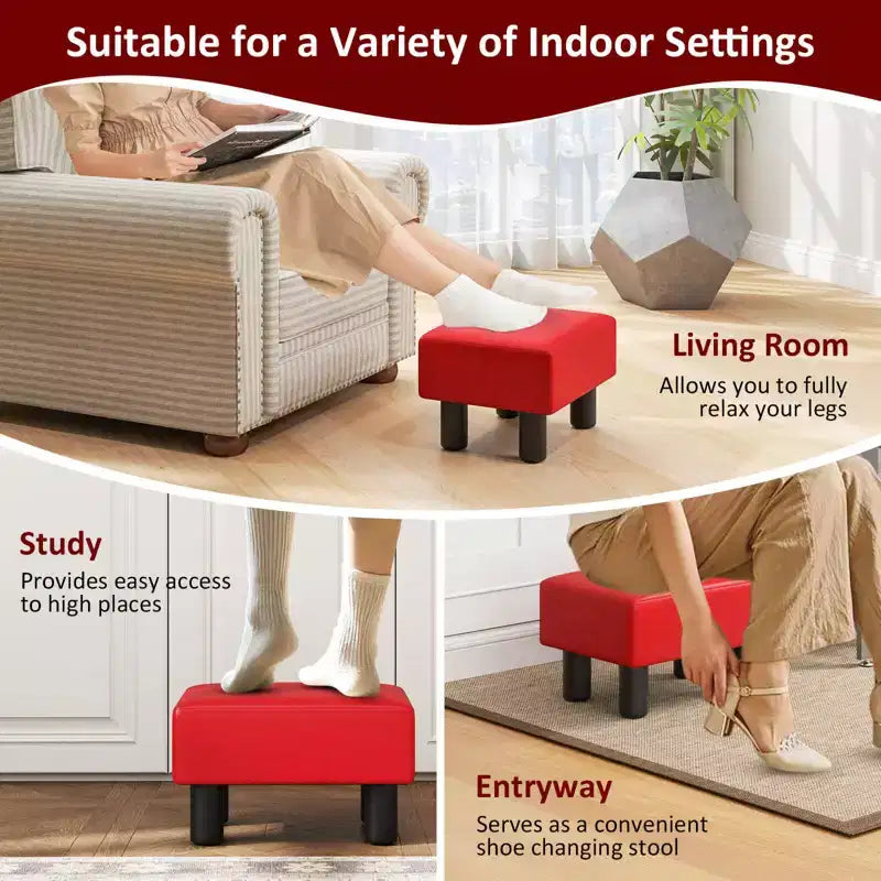 Costway Sgabello Moderno con Contenitore Poggiapiedi con Spazio Nascosto in Pelle PU