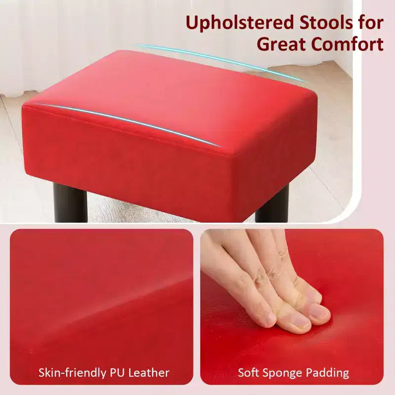Costway Sgabello Moderno con Contenitore Poggiapiedi con Spazio Nascosto in Pelle PU