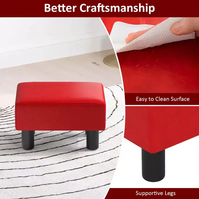 Costway Sgabello Moderno con Contenitore Poggiapiedi con Spazio Nascosto in Pelle PU