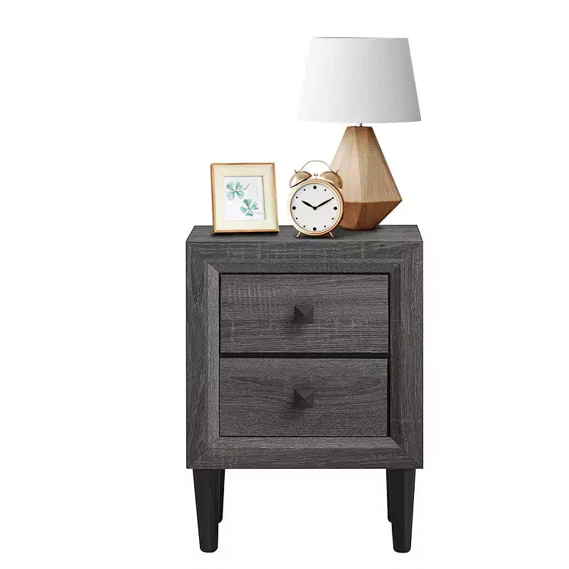 Comodino Costway con 2 cassetti, multifunzionale, in stile retrò, grigio, completamente assemblato
