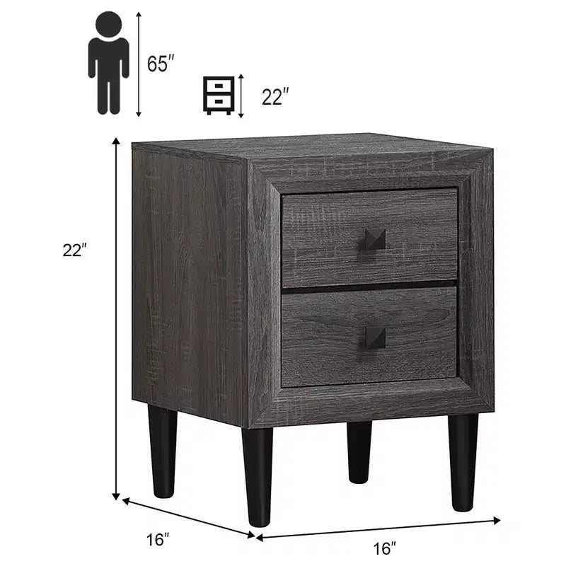 Comodino Costway con 2 cassetti, multifunzionale, in stile retrò, grigio, completamente assemblato