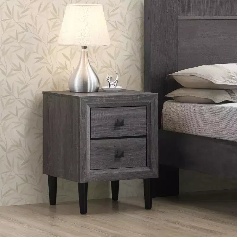 Comodino Costway con 2 cassetti, multifunzionale, in stile retrò, grigio, completamente assemblato