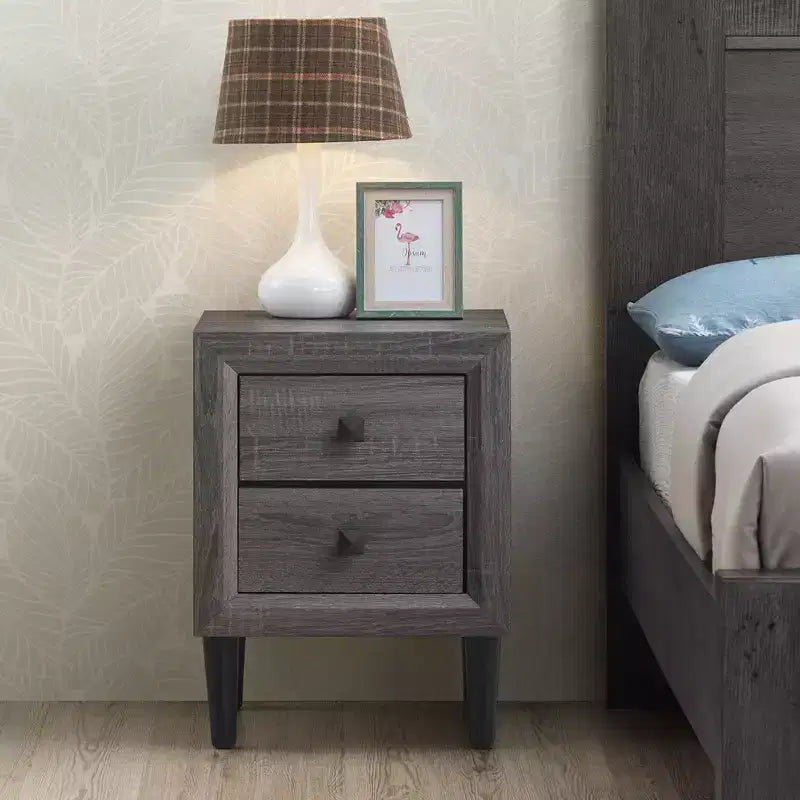 Comodino Costway con 2 cassetti, multifunzionale, in stile retrò, grigio, completamente assemblato