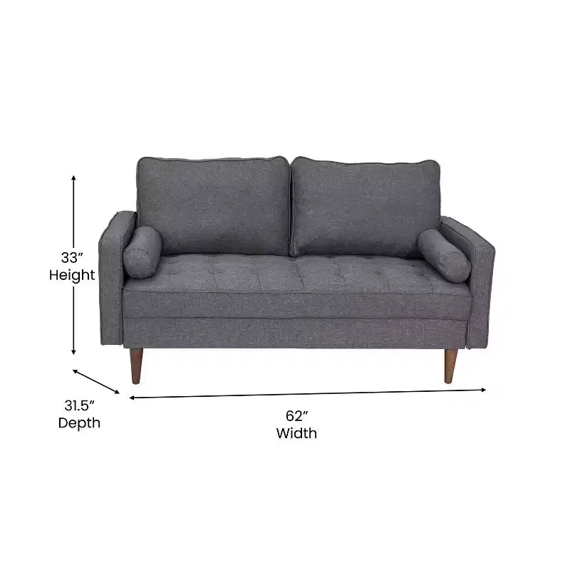 Divanetto Flash Furniture Hudson in Stile Moderno Mid-Century con Rivestimento Trapuntato e Gambe in Legno Massello
