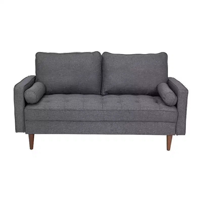 Divanetto Flash Furniture Hudson in Stile Moderno Mid-Century con Rivestimento Trapuntato e Gambe in Legno Massello