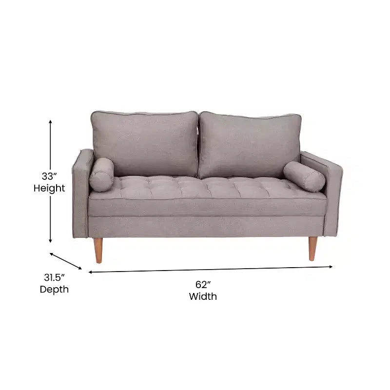 Divanetto Flash Furniture Hudson in Stile Moderno Mid-Century con Rivestimento Trapuntato e Gambe in Legno Massello
