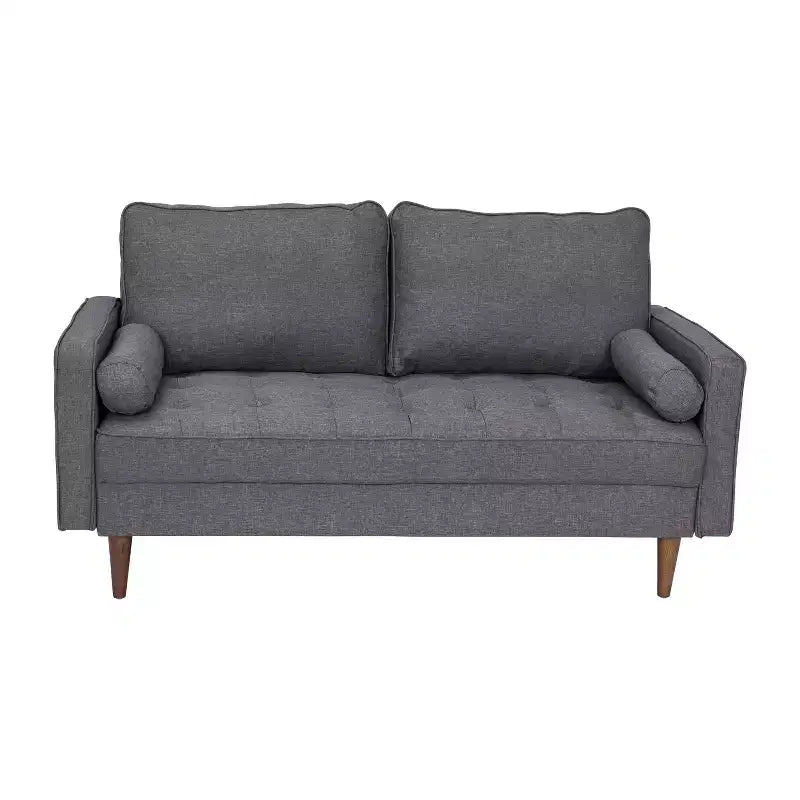 Divanetto Flash Furniture Hudson in Stile Moderno Mid-Century con Rivestimento Trapuntato e Gambe in Legno Massello
