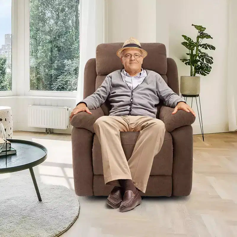 Poltrona reclinabile elettrica Costway per anziani con tasca laterale e telecomando Grigio/Marrone