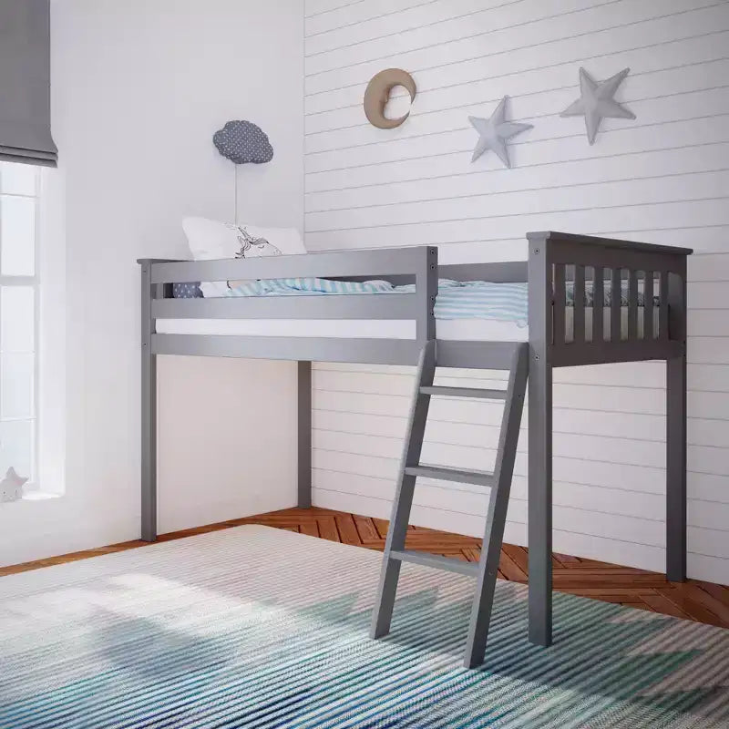 Max & Lily Letto a soppalco singolo, letti a soppalco in legno massiccio con scaletta per bambini, non è necessaria la rete a molle