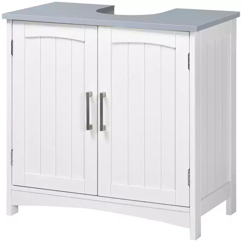 kleankin Mobiletto Sottolavello a Colonna con Doppia Anta, Mobile Bagno Moderno, Armadietto Contenitore con Ripiani Regolabili, Bianco