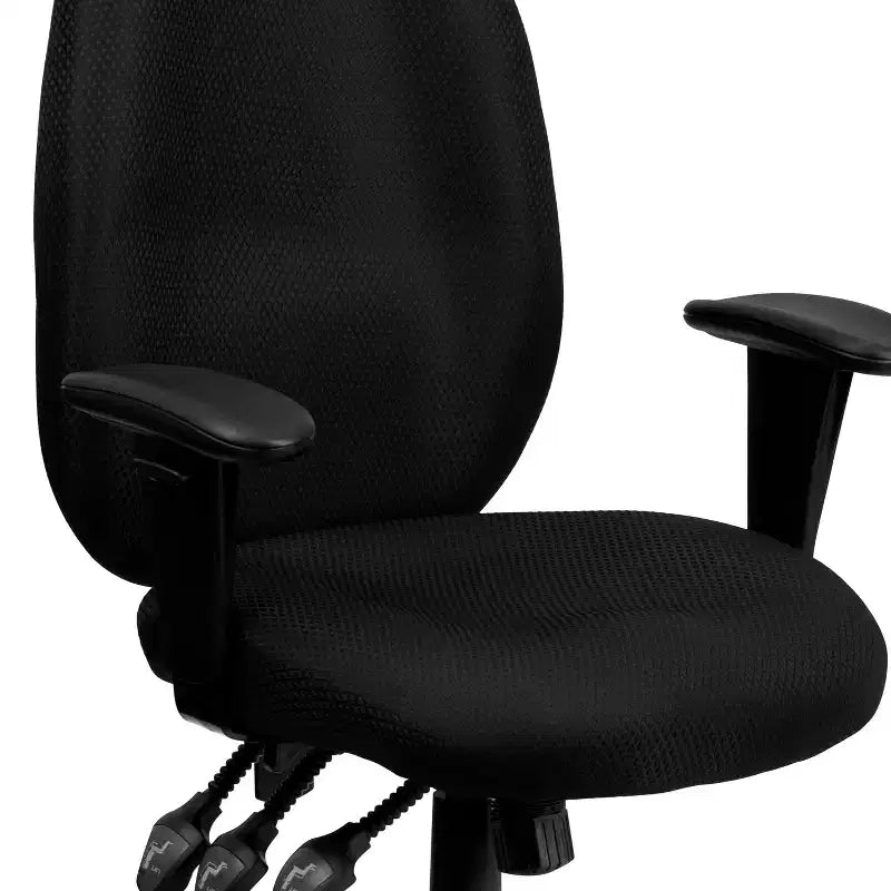 Sedia da ufficio girevole ergonomica con schienale alto e braccioli regolabili in tessuto Emma and Oliver a 3 leve